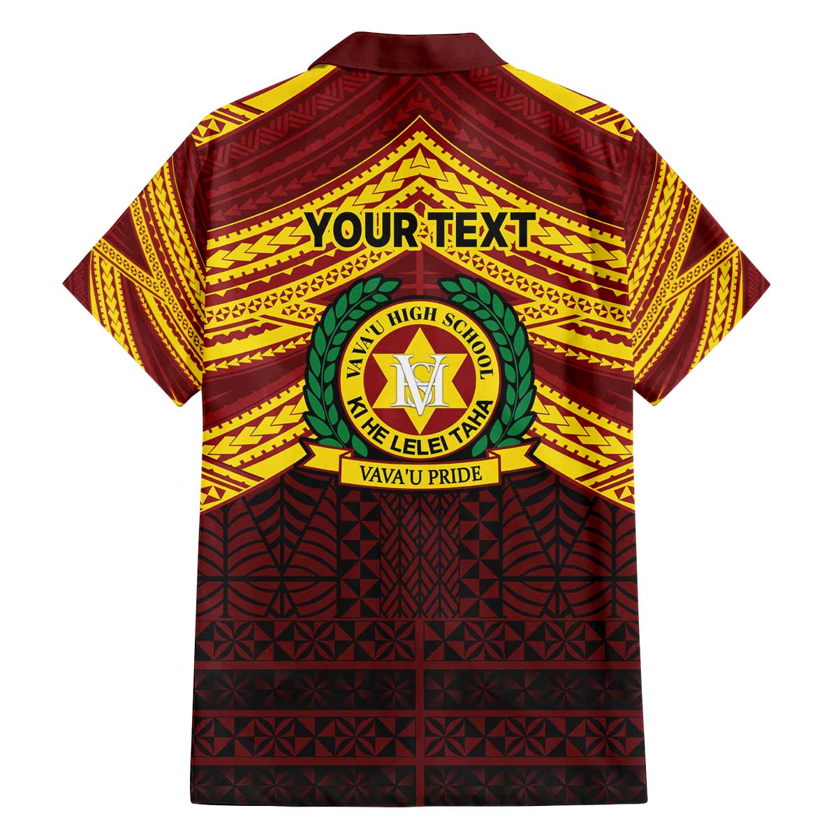 Personalised Tonga Vava'u High School Family Matching Off The Shoulder Long Sleeve Dress and Hawaiian Shirt Polynesian Ngatu Tribal