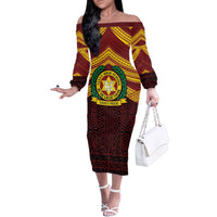 Personalised Tonga Vava'u High School Family Matching Off The Shoulder Long Sleeve Dress and Hawaiian Shirt Polynesian Ngatu Tribal