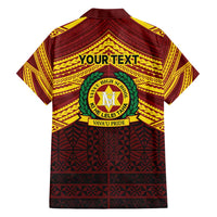 Personalised Tonga Vava'u High School Family Matching Off Shoulder Short Dress and Hawaiian Shirt Polynesian Ngatu Tribal
