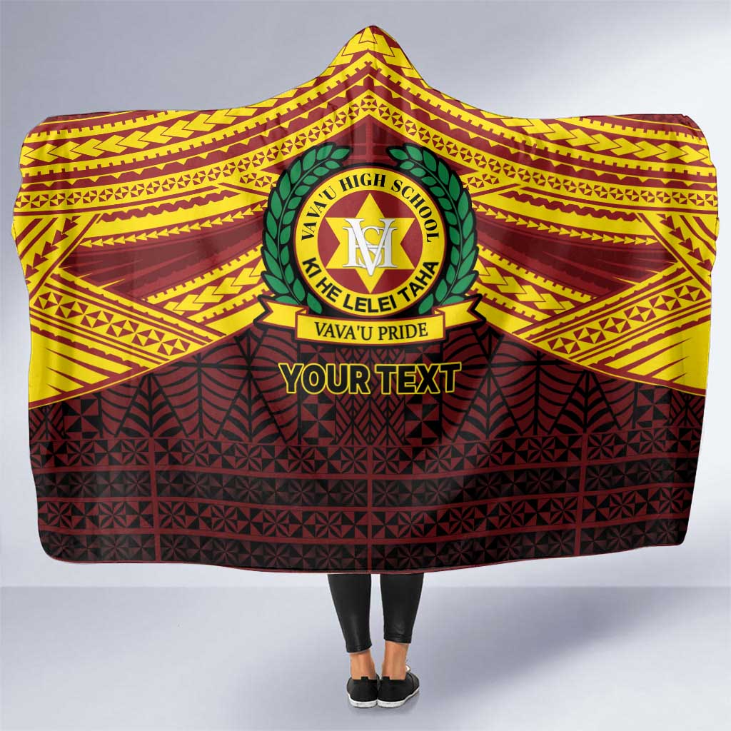 Personalised Tonga Vava'u High School Hooded Blanket Polynesian Ngatu Tribal LT9 One Size Red - Polynesian Pride