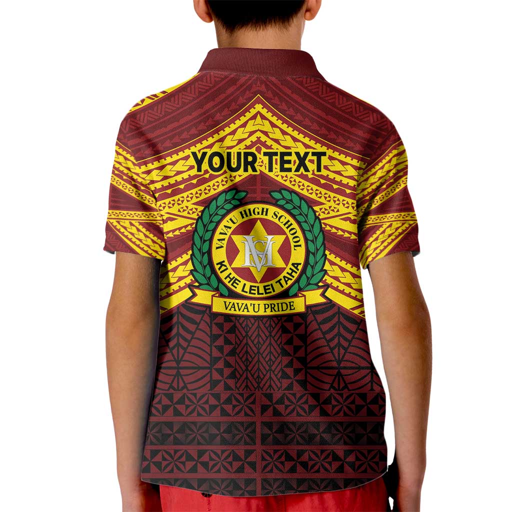 Personalised Tonga Vava'u High School Kid Polo Shirt Polynesian Ngatu Tribal