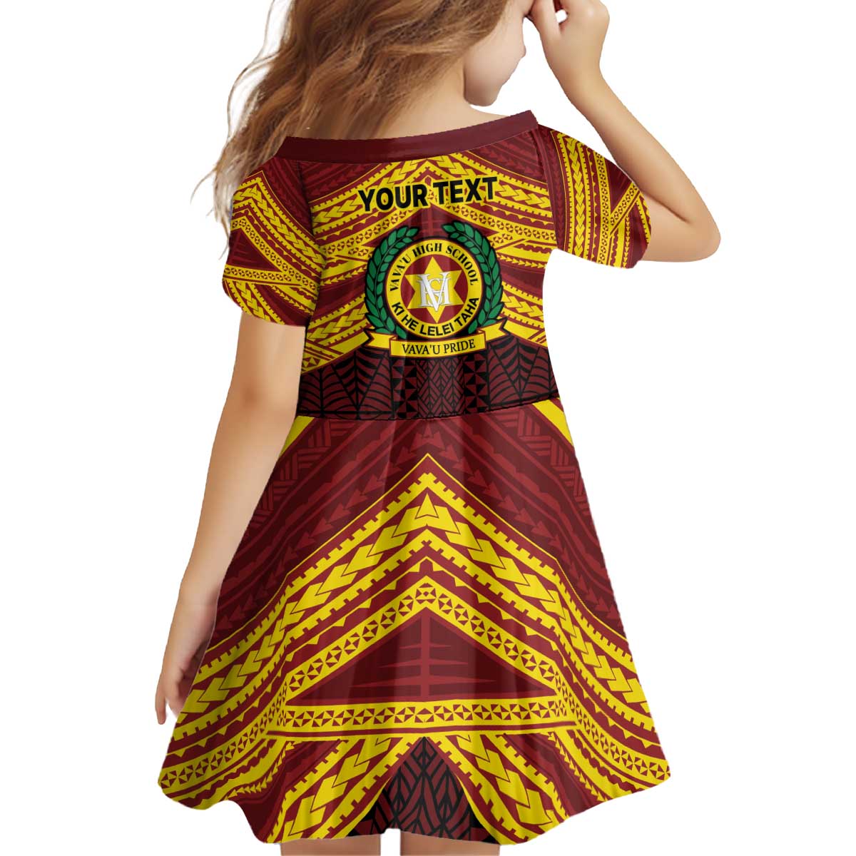 Personalised Tonga Vava'u High School Kid Short Sleeve Dress Polynesian Ngatu Tribal LT9 - Polynesian Pride
