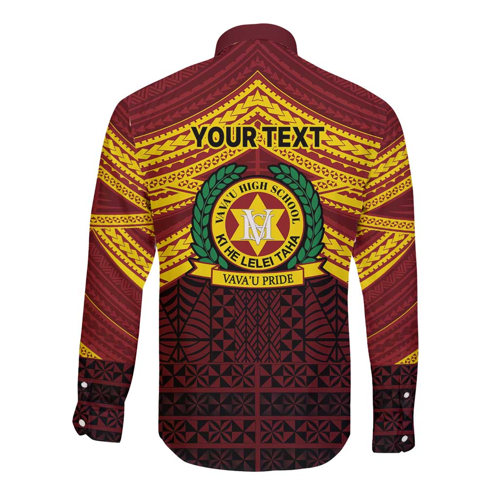 Personalised Tonga Vava'u High School Long Sleeve Button Shirt Polynesian Ngatu Tribal LT9 - Polynesian Pride