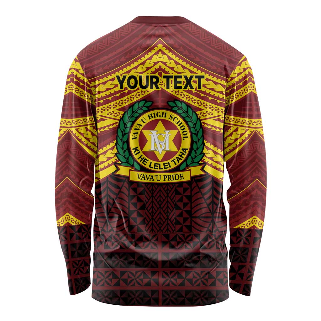 Personalised Tonga Vava'u High School Long Sleeve Shirt Polynesian Ngatu Tribal LT9 - Polynesian Pride