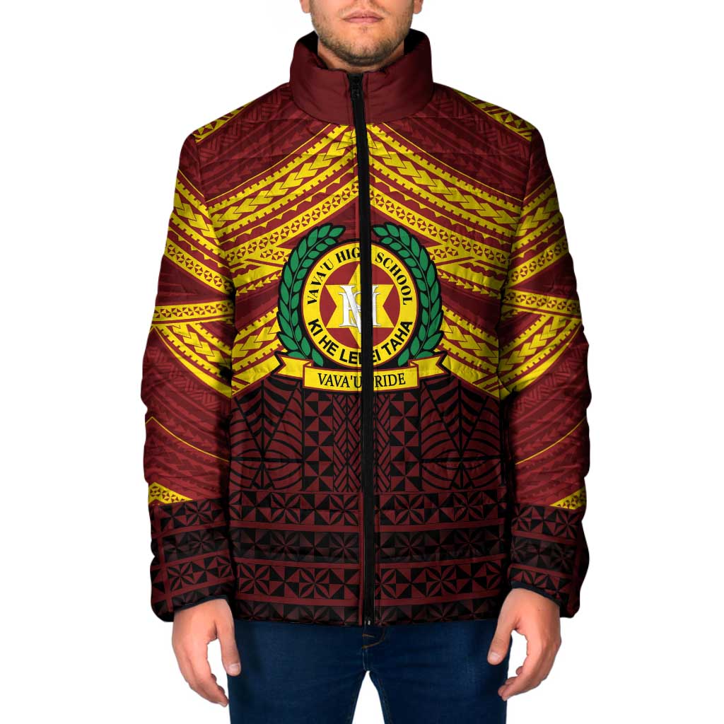Personalised Tonga Vava'u High School Padded Jacket Polynesian Ngatu Tribal LT9 Men Red - Polynesian Pride