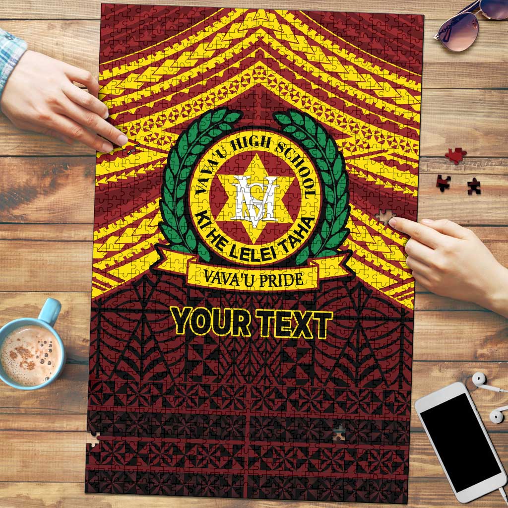 Personalised Tonga Vava'u High School Puzzle Polynesian Ngatu Tribal LT9 Red - Polynesian Pride