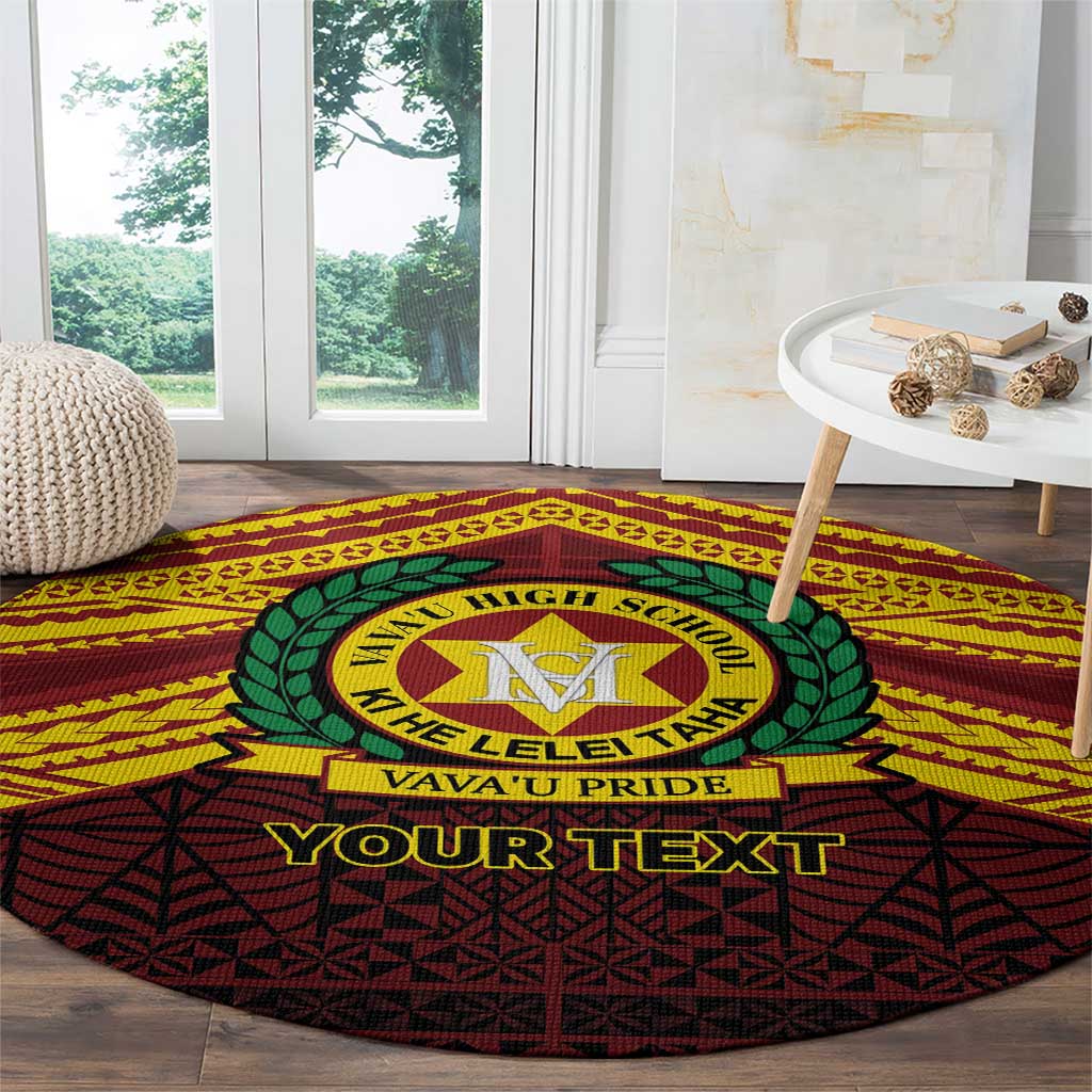 Personalised Tonga Vava'u High School Round Carpet Polynesian Ngatu Tribal
