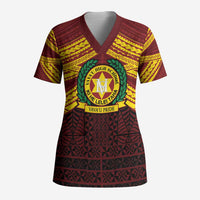 Personalised Tonga Vava'u High School Scrub Top Polynesian Ngatu Tribal - Polynesian Pride