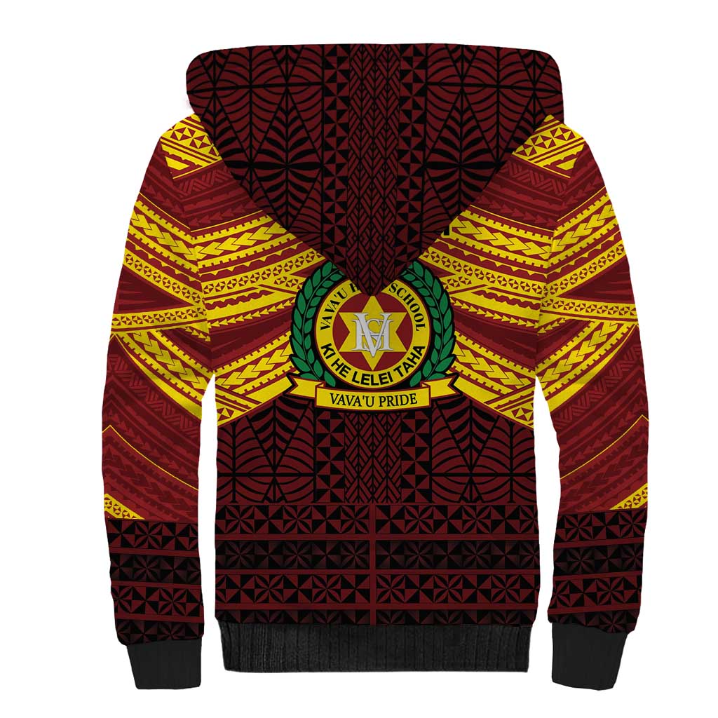 Personalised Tonga Vava'u High School Sherpa Hoodie Polynesian Ngatu Tribal