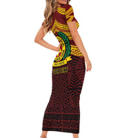 Personalised Tonga Vava'u High School Short Sleeve Bodycon Dress Polynesian Ngatu Tribal