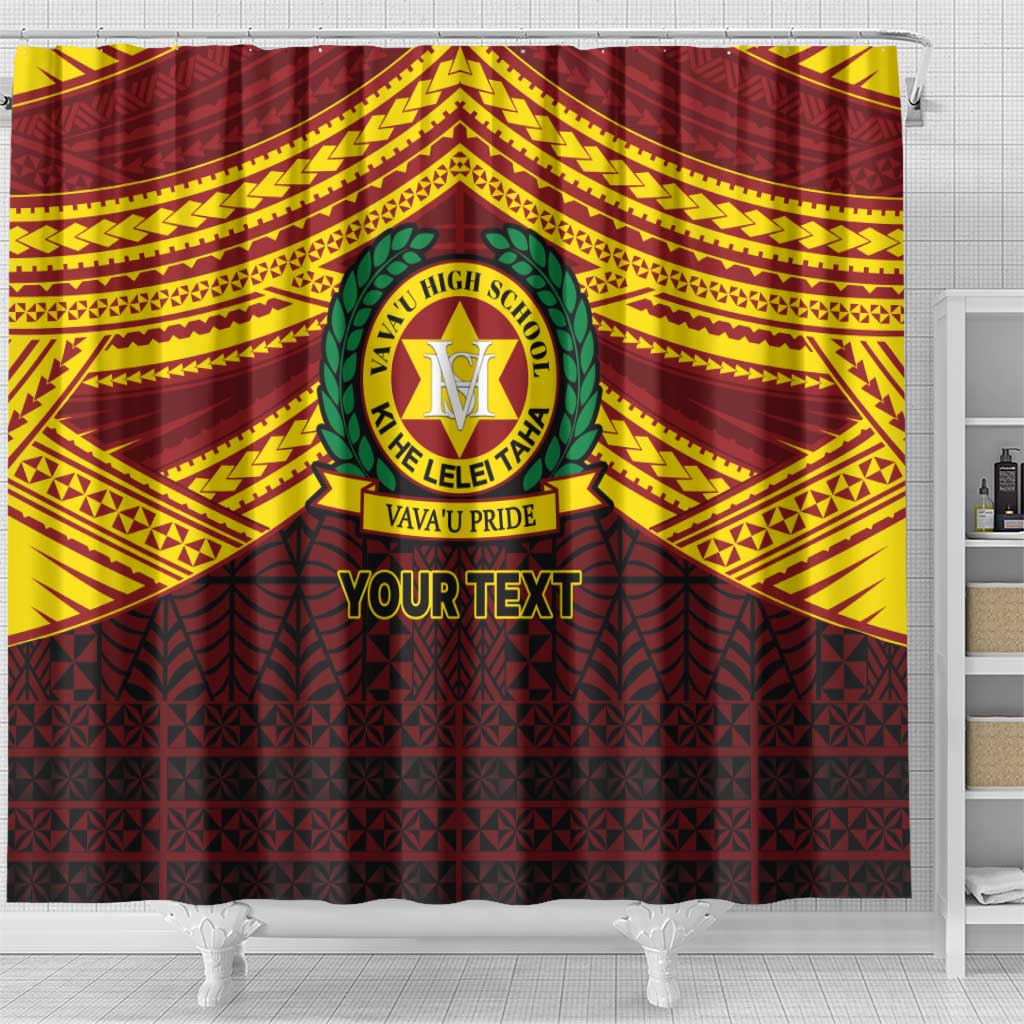 Personalised Tonga Vava'u High School Shower Curtain Polynesian Ngatu Tribal