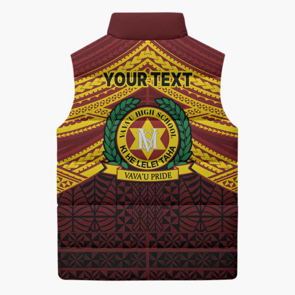Personalised Tonga Vava'u High School Sleeveless Puffer Jacket Polynesian Ngatu Tribal LT9 - Polynesian Pride