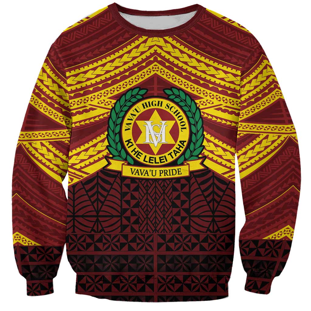Personalised Tonga Vava'u High School Sweatshirt Polynesian Ngatu Tribal LT9 Unisex Red - Polynesian Pride