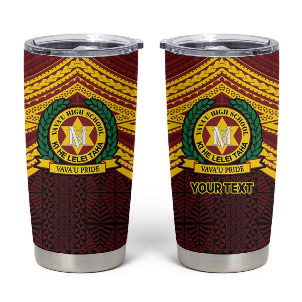 Personalised Tonga Vava'u High School Tumbler Cup Polynesian Ngatu Tribal