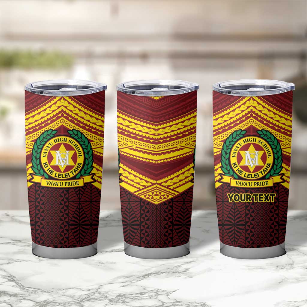 Personalised Tonga Vava'u High School Tumbler Cup Polynesian Ngatu Tribal