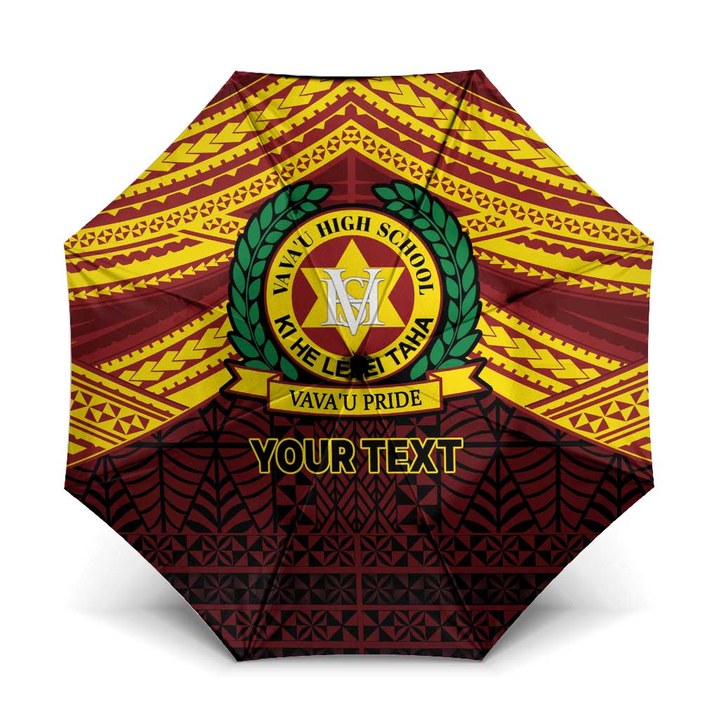 Personalised Tonga Vava'u High School Umbrella Polynesian Ngatu Tribal LT9 One Size Folded 11.42 inch Opened Diameter 37.4 inch Red - Polynesian Pride