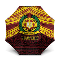Personalised Tonga Vava'u High School Umbrella Polynesian Ngatu Tribal LT9 One Size Folded 11.42 inch Opened Diameter 37.4 inch Red - Polynesian Pride