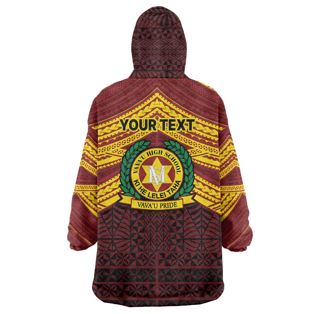 Personalised Tonga Vava'u High School Wearable Blanket Hoodie Polynesian Ngatu Tribal