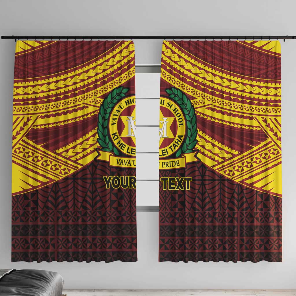 Personalised Tonga Vava'u High School Window Curtain Polynesian Ngatu Tribal LT9 With Hooks Red - Polynesian Pride
