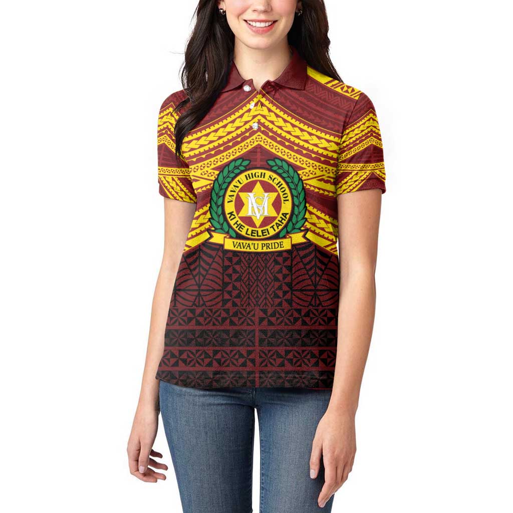 Personalised Tonga Vava'u High School Women Polo Shirt Polynesian Ngatu Tribal