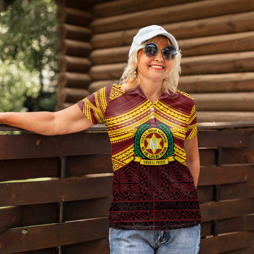 Personalised Tonga Vava'u High School Women Polo Shirt Polynesian Ngatu Tribal