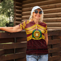 Personalised Tonga Vava'u High School Women Polo Shirt Polynesian Ngatu Tribal