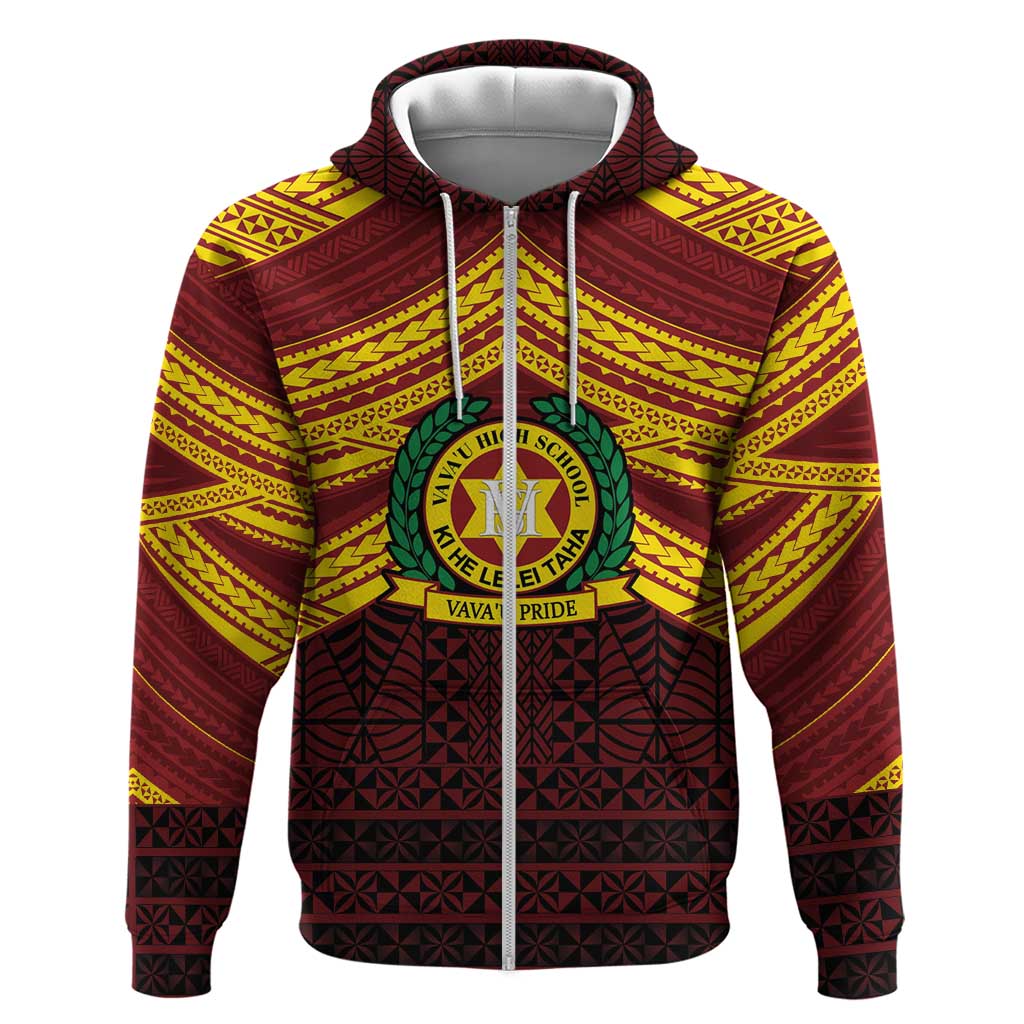 Personalised Tonga Vava'u High School Zip Hoodie Polynesian Ngatu Tribal