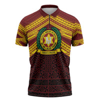 Personalised Tonga Vava'u High School Zipper Polo Shirt Polynesian Ngatu Tribal LT9 Red - Polynesian Pride