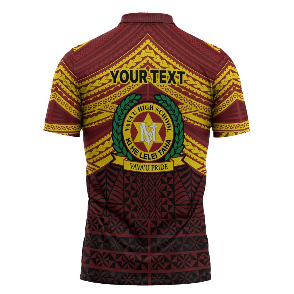 Personalised Tonga Vava'u High School Zipper Polo Shirt Polynesian Ngatu Tribal LT9 - Polynesian Pride