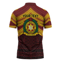 Personalised Tonga Vava'u High School Zipper Polo Shirt Polynesian Ngatu Tribal LT9 - Polynesian Pride