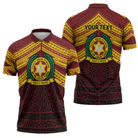 Personalised Tonga Vava'u High School Zipper Polo Shirt Polynesian Ngatu Tribal LT9 - Polynesian Pride