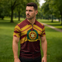 Personalised Tonga Vava'u High School Zipper Polo Shirt Polynesian Ngatu Tribal LT9 - Polynesian Pride