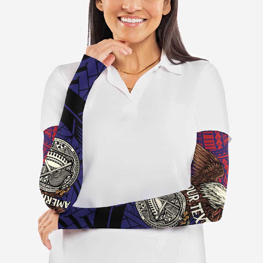 American Samoa Brave Eagle Personalized Arm Sleeves National Flag Color - Polynesian Pride