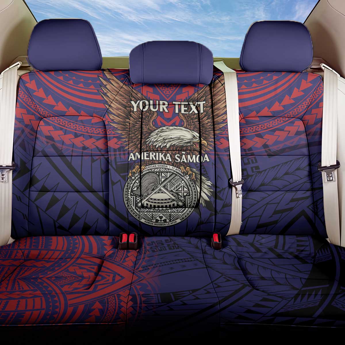 American Samoa Brave Eagle Personalized Back Car Seat Cover National Flag Color