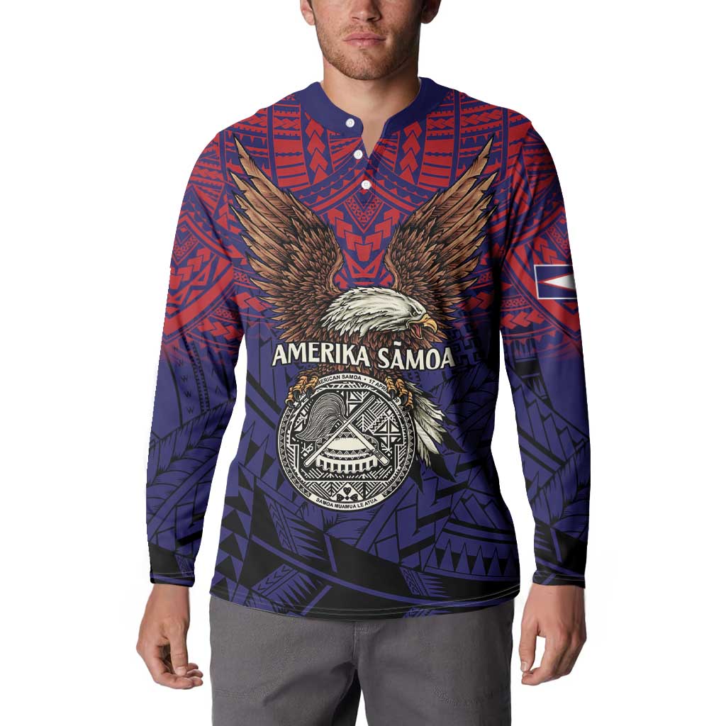 American Samoa Brave Eagle Personalized Button Sweatshirt National Flag Color