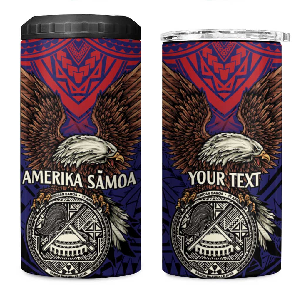 American Samoa Brave Eagle Personalized 4 in 1 Can Cooler Tumbler National Flag Color