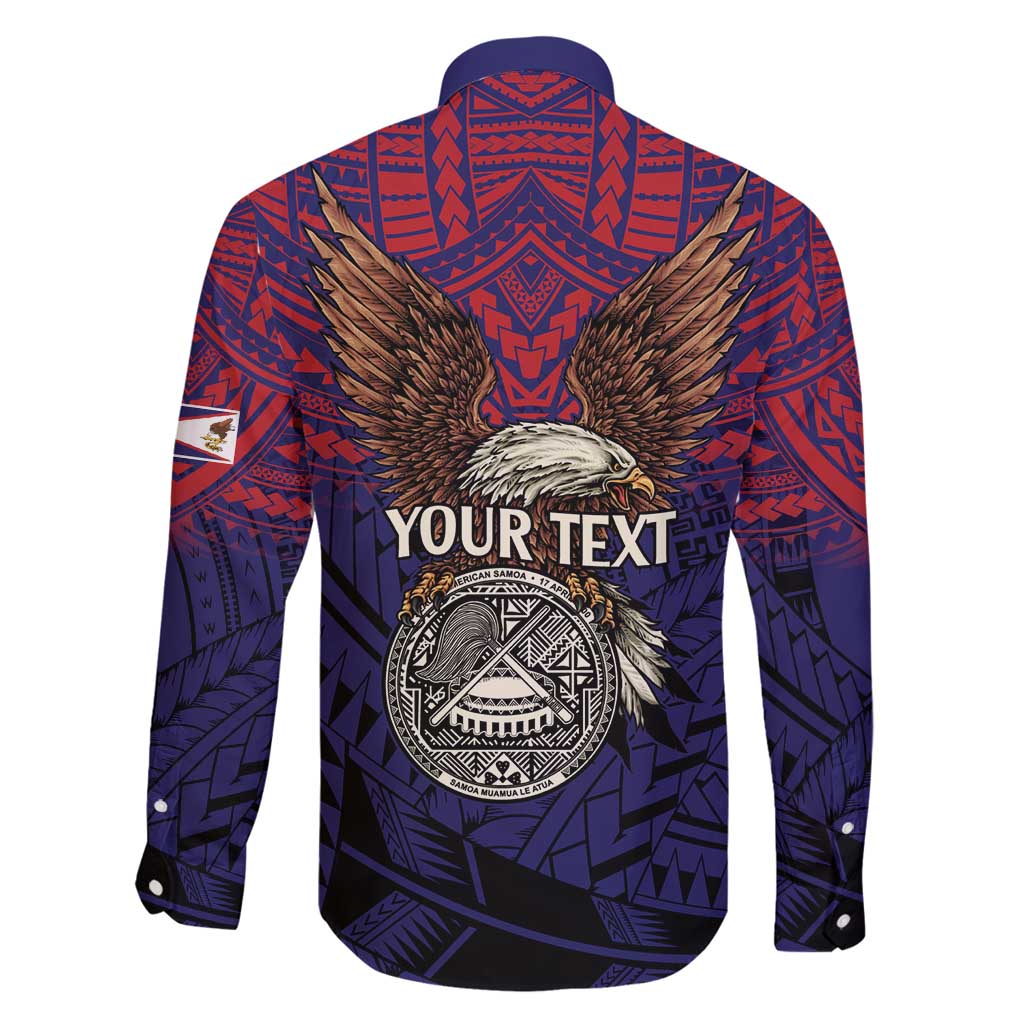 American Samoa Brave Eagle Personalized Family Matching Long Sleeve Bodycon Dress and Hawaiian Shirt National Flag Color