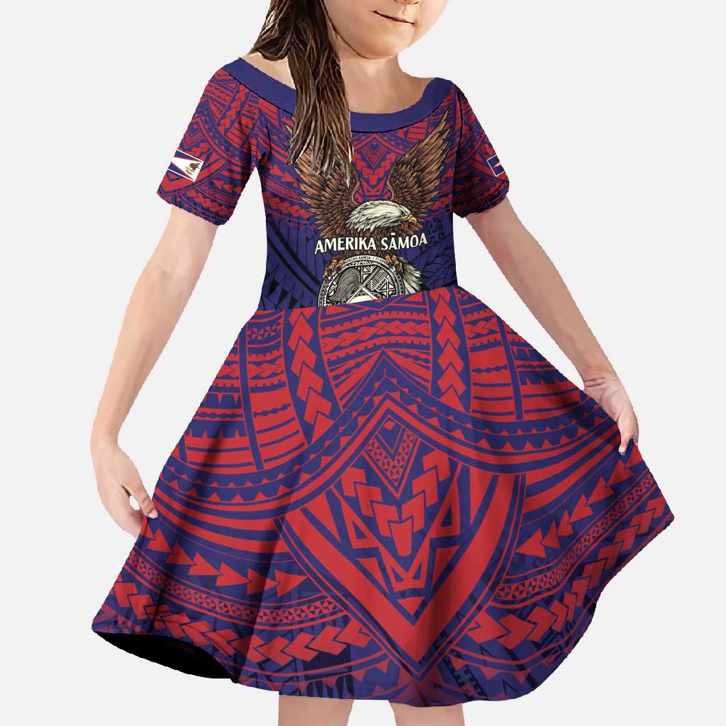 American Samoa Brave Eagle Personalized Family Matching Off Shoulder Maxi Dress and Hawaiian Shirt National Flag Color