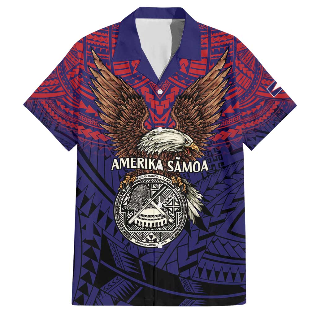 American Samoa Brave Eagle Personalized Family Matching Short Sleeve Bodycon Dress and Hawaiian Shirt National Flag Color
