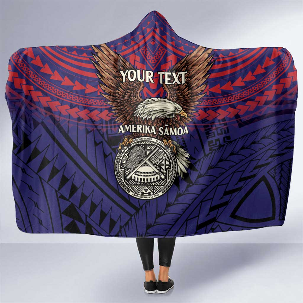 American Samoa Brave Eagle Personalized Hooded Blanket National Flag Color LT9 One Size Blue - Polynesian Pride