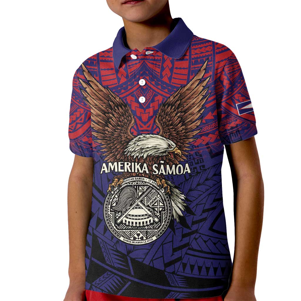 American Samoa Brave Eagle Personalized Kid Polo Shirt National Flag Color