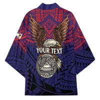 American Samoa Brave Eagle Personalized Kimono National Flag Color - Polynesian Pride