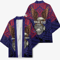 American Samoa Brave Eagle Personalized Kimono National Flag Color - Polynesian Pride