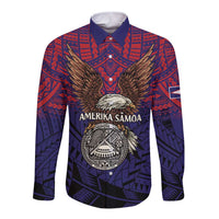 American Samoa Brave Eagle Personalized Long Sleeve Button Shirt National Flag Color