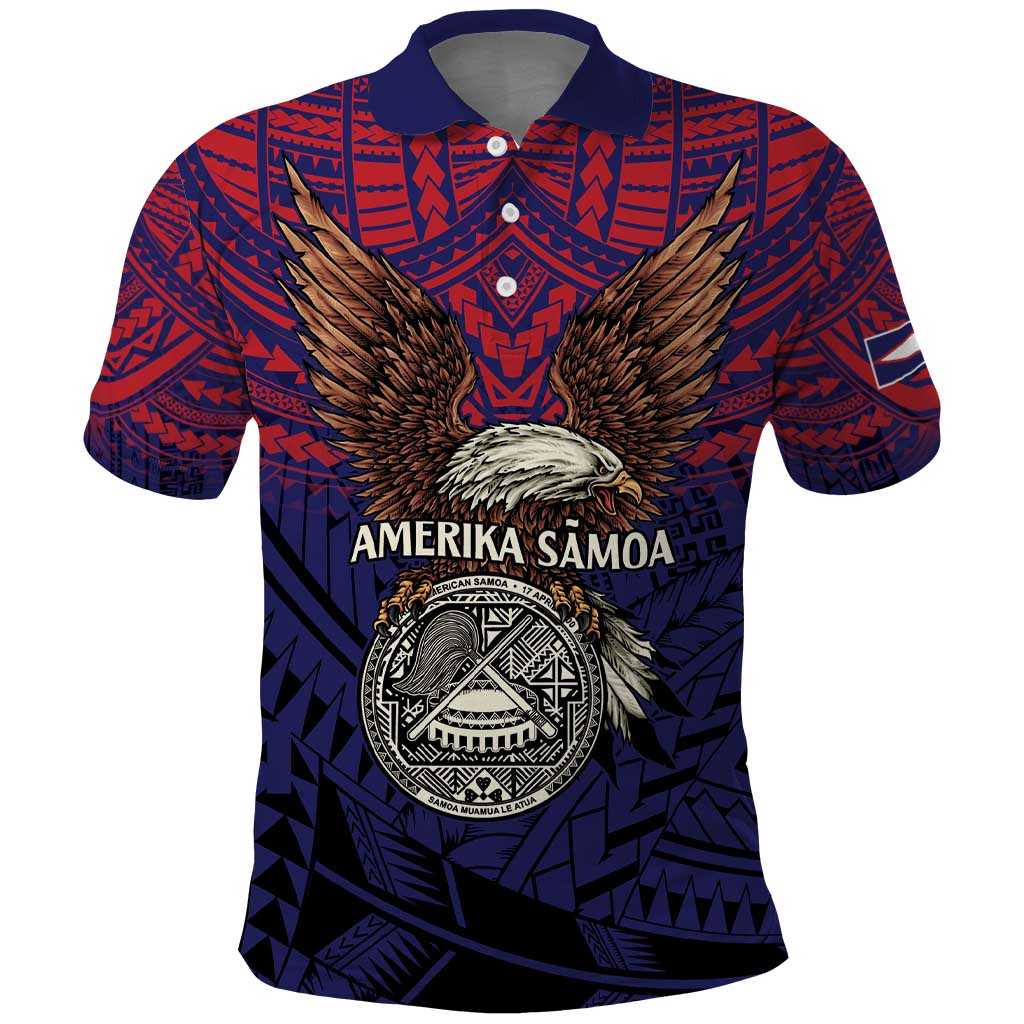 American Samoa Brave Eagle Personalized Polo Shirt National Flag Color