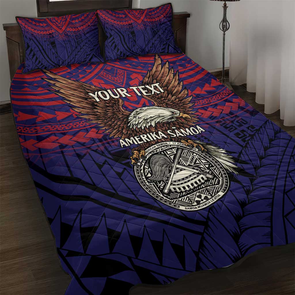 American Samoa Brave Eagle Personalized Quilt Bed Set National Flag Color