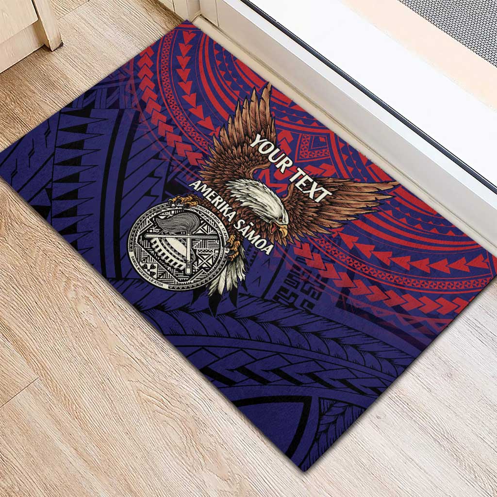 American Samoa Brave Eagle Personalized Rubber Doormat National Flag Color LT9 - Polynesian Pride