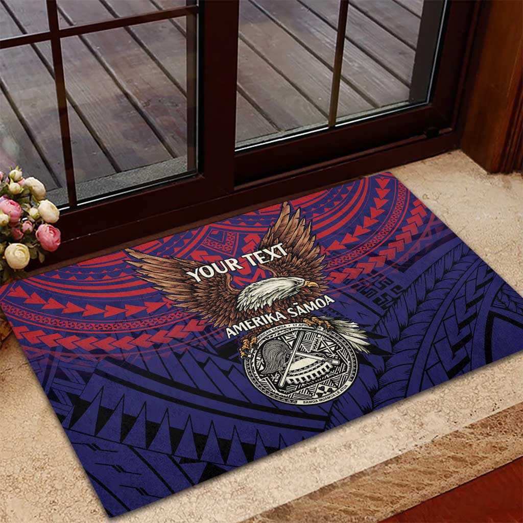 American Samoa Brave Eagle Personalized Rubber Doormat National Flag Color LT9 - Polynesian Pride