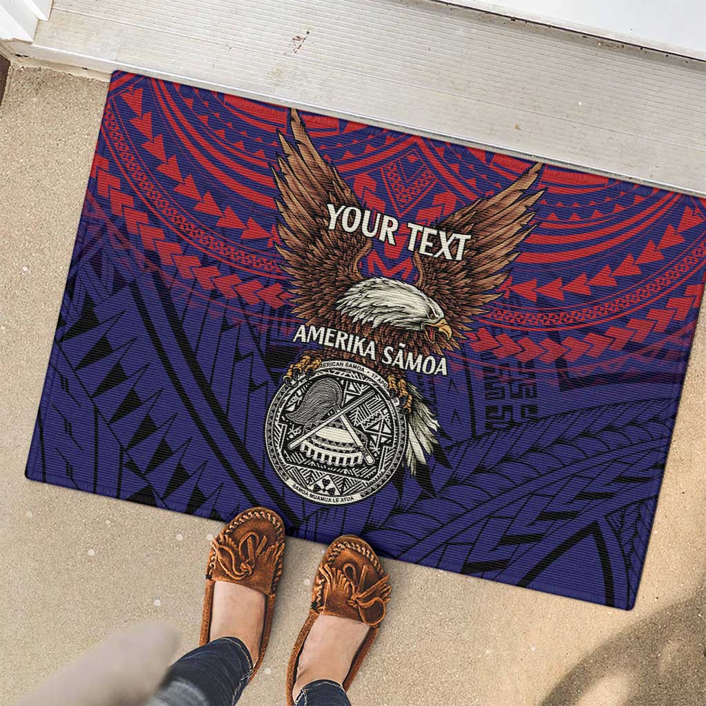 American Samoa Brave Eagle Personalized Rubber Doormat National Flag Color LT9 - Polynesian Pride