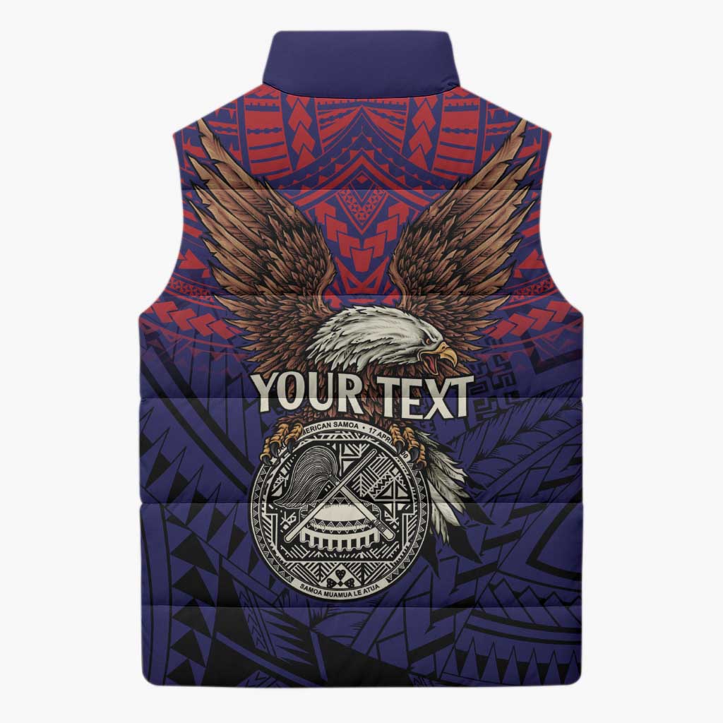 American Samoa Brave Eagle Personalized Sleeveless Puffer Jacket National Flag Color - Polynesian Pride